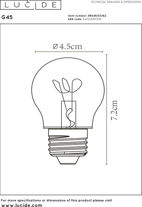 Produktbild Lucide Filament (E27, 3 W, 165 lm, 1 x, G)