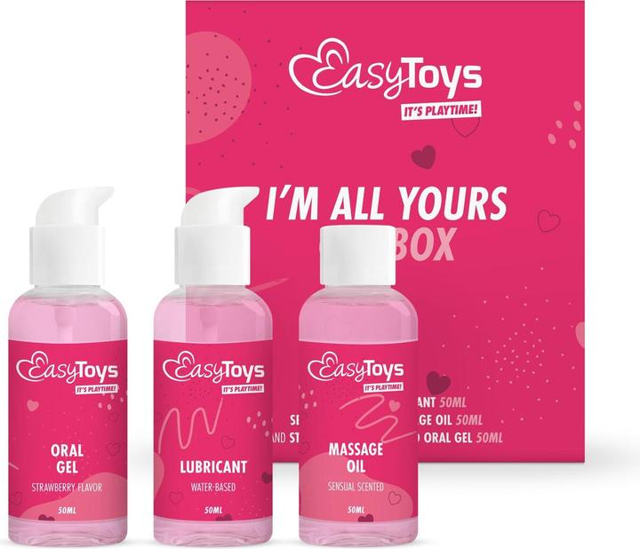 Actual product image Easytoys I'm All Yours Giftbox - Strawberry Oral Play Gel, Massage Oil & Lube