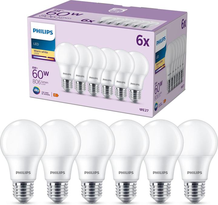 Image du produit Philips Ampoules à LED (E27, 8 W, 806 lm, 6 x, F)