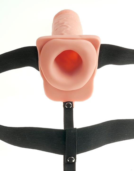 Actual product image Pipedream 7" Hollow Rechargeable Strap-On with Balls, Flesh