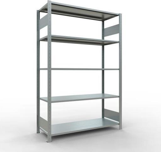 Sistema di scaffalature di base senza viti MULTIplus150 con ripiani di lunghezza