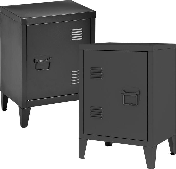 En.Casa Nachtschrank Inari 2er Set Türgriff rechts und links Schwarz