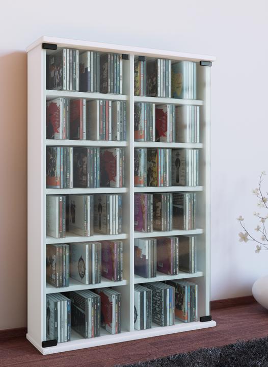 Produktbild VCM Holz CD DVD Stand Regal Roma mit Glastür (60 x 18 x 92 cm)