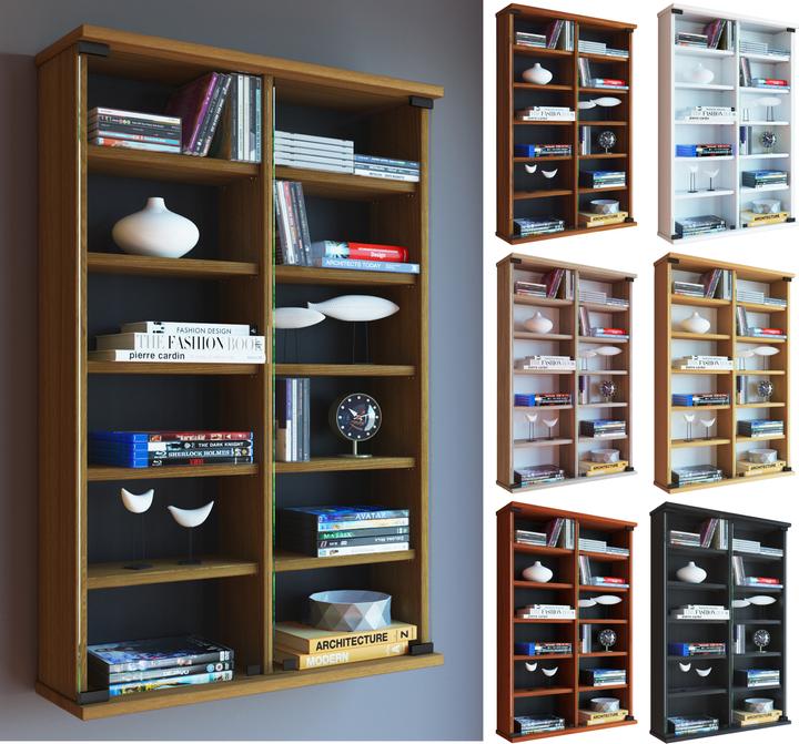 Image du produit VCM Étagère murale CD DVD en bois Zuntisa avec porte vitrée (60 x 18 x 92 cm)
