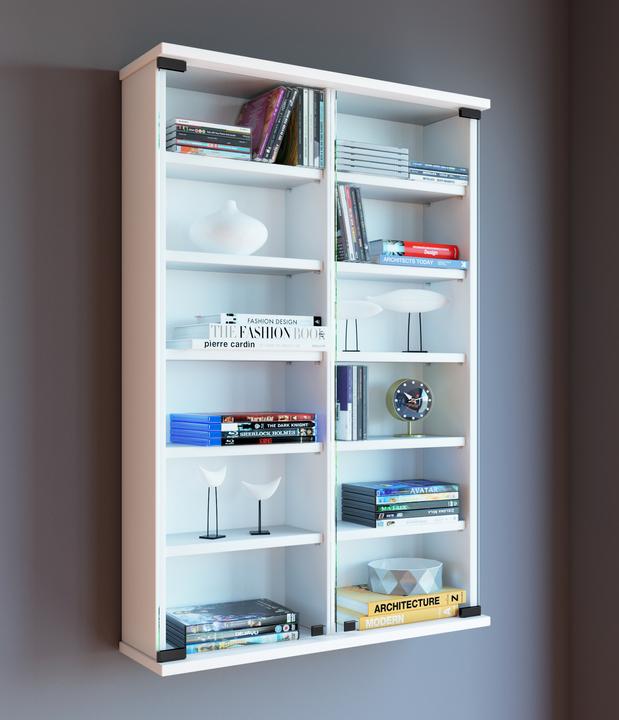 Image du produit VCM Étagère murale CD DVD en bois Zuntisa avec porte vitrée (60 x 18 x 92 cm)