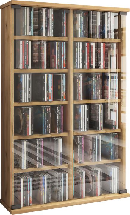 Immagine prodotto VCM Scaffale porta CD DVD in legno Roma con porta in vetro (60 x 18 x 92 cm)
