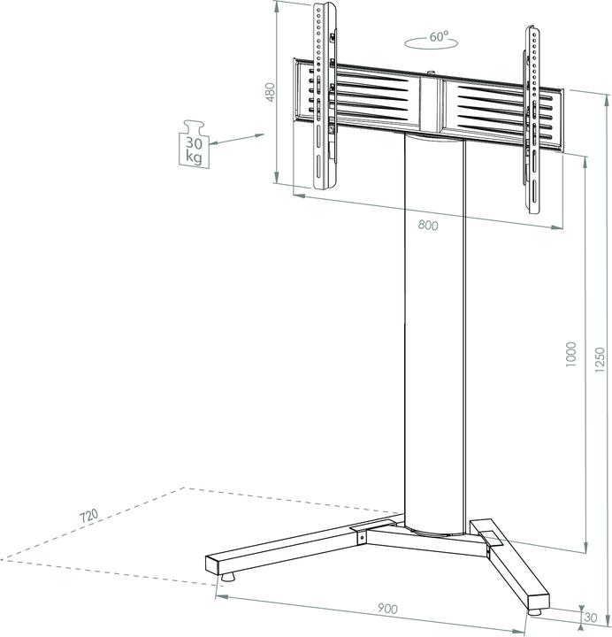 Actual product image VCM Morgenthaler 17035 - 30 kg - 177.8 cm (70 inch) - 81.3 cm (32 inch) - -30 - 30 (90 x 72 cm)