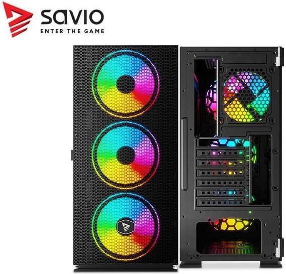 Produktbild Savio PC Case Raptor X1 ARGB Glass/Mesh Black (ITX, ATX, Mini-ATX)