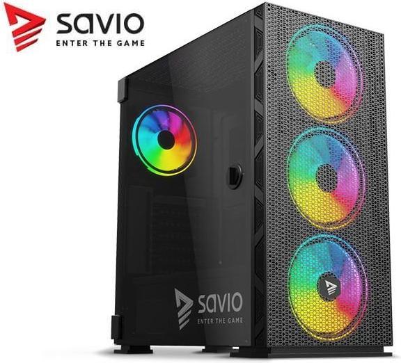 Produktbild Savio PC Case Raptor X1 ARGB Glass/Mesh Black (ITX, ATX, Mini-ATX)