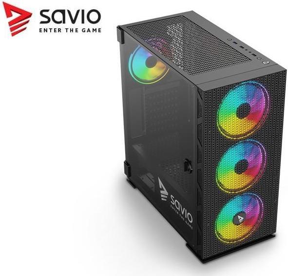 Produktbild Savio PC Case Raptor X1 ARGB Glass/Mesh Black (ITX, ATX, Mini-ATX)