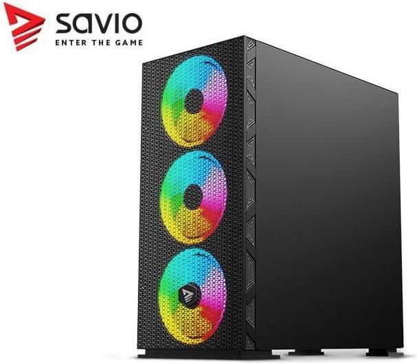 Produktbild Savio PC Case Raptor X1 ARGB Glass/Mesh Black (ITX, ATX, Mini-ATX)