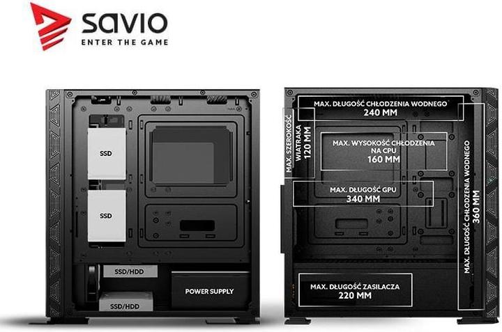 Actual product image Savio PC Case Prime X1 ARGB Glass Black (ATX, mATX, Mini-ITX)