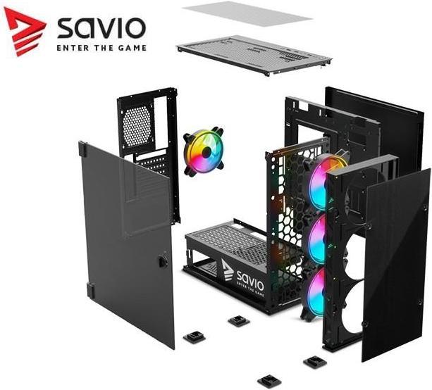 Actual product image Savio PC Case Prime X1 ARGB Glass Black (ATX, mATX, Mini-ITX)