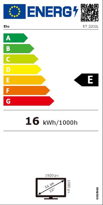 Energie-Label ēlo ELO 2202L 22IN FHD CAP 10-TOUCH (1920 x 1080 Pixel, 21.50")