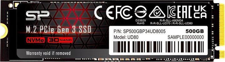 Actual product image Silicon Power SSD UD80 500GB M.2 PCIe Gen3 x4 NVMe 3400/1000 MB/s (500 GB, M.2 2280)