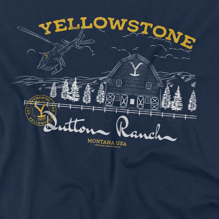 Actual product image Yellowstone Mens Dutton Ranch Helicopter T-Shirt (5XL)