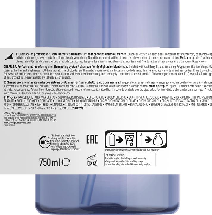 Actual product image L'Oréal Professionnel Blondifier Gloss Shampoo (750 ml, Liquid shampoo)