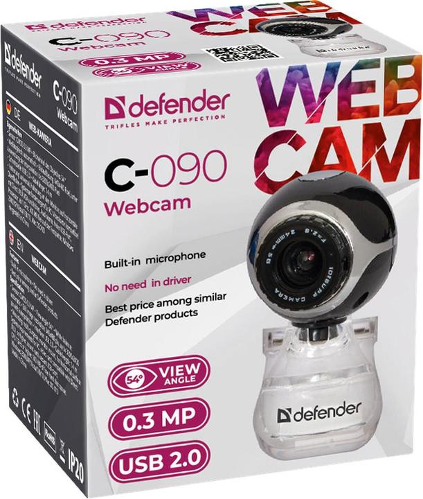 Produktbild Defender IronKey C-090 webcam 0.3 MP USB 2.0 Black - Webcam (0.30 Mpx)