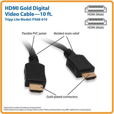 Produktbild Eaton Tripp Lite Series HIGH SPEED HDMI CBL UHD 4K 2K DVA M/M BLACK 10-FT (3.10 m, HDMI)
