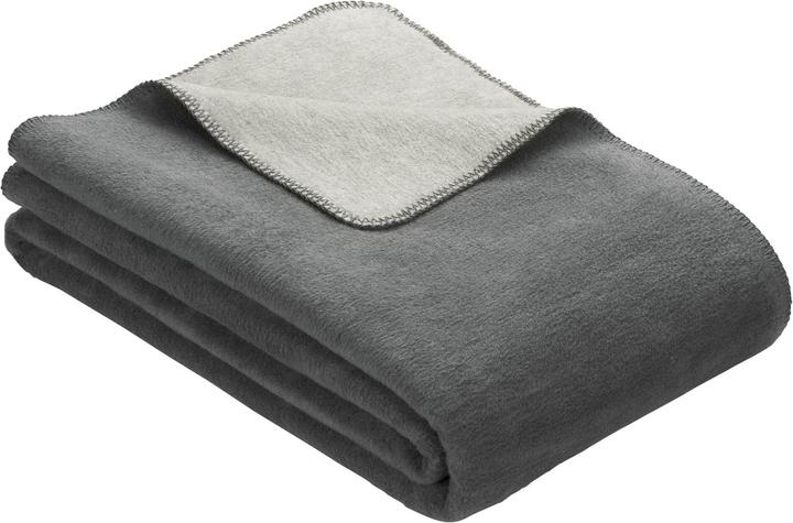 Actual product image Ibena Uni Doublefac blanket Dublin 2340 anthracite/silver 150x200cm (150 x 200 cm)
