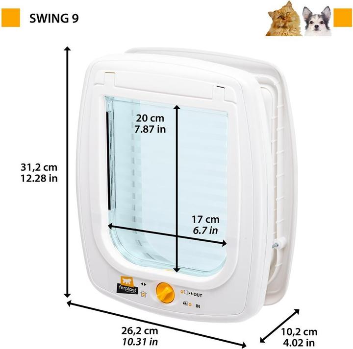 Produktbild Ferplast Swing 9 - Türchen für mittelgrosse Hunde und grosse Katzen braun (Manuelle Katzenklappe)