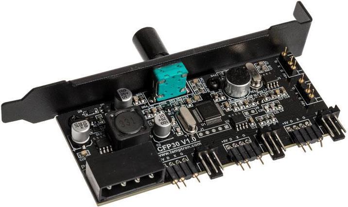 Actual product image Lamptron CFP30 fan and RGB LED controller for PCI slot - black (3 Fan)