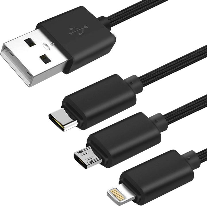 Actual product image Setty USB Typ A – USB C, Lightning, Micro USB (1 m, USB 3.0, USB 3.2 Gen 2, USB 2.0, USB 3.1, USB 3.2 Gen 2x2, USB 3.2 Gen 1)