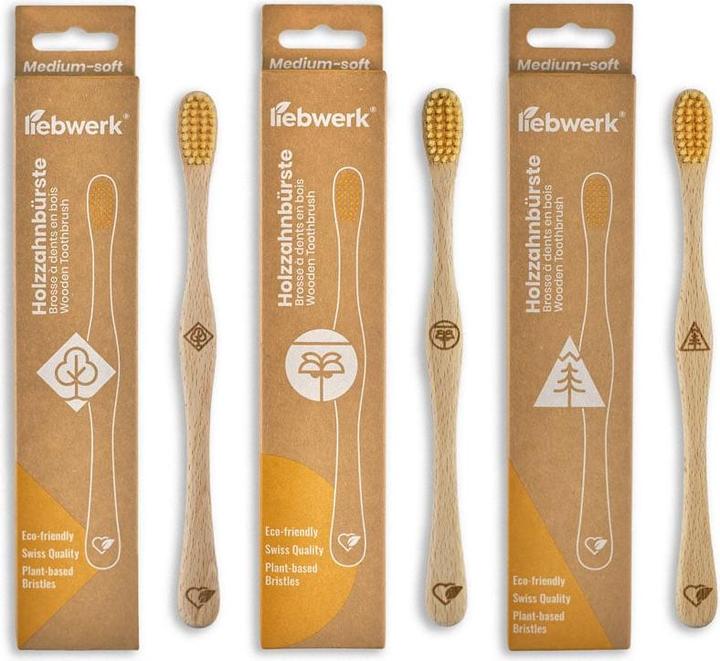 Actual product image Liebwerk Wooden toothbrush Ricine Pine (Medium, 1 x)