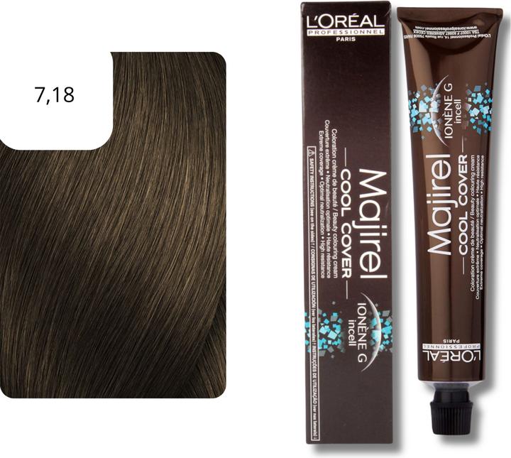 Produktbild L'Oréal Professionnel Majirel Cool Cover (7,18 Mittelblond Asch Mokka)