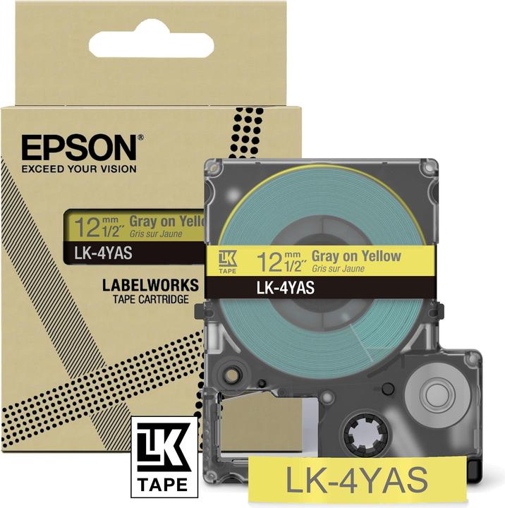 Epson Soft Yellow/Gray 12mm LK-4YAS (1.20 cm, Yellow)