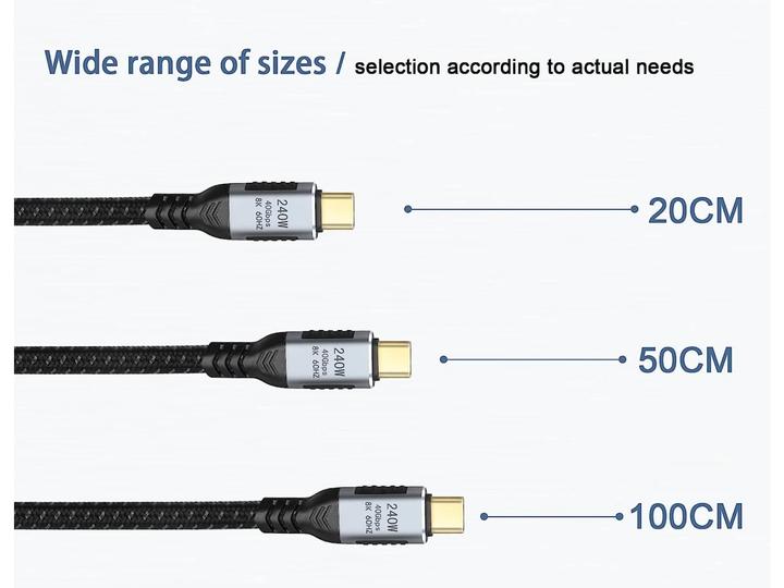 Image du produit PowerGuard Câble USB-C court USB4 Gen3x2 240W 20cm Data & Charge (0.20 m, USB 4.0)