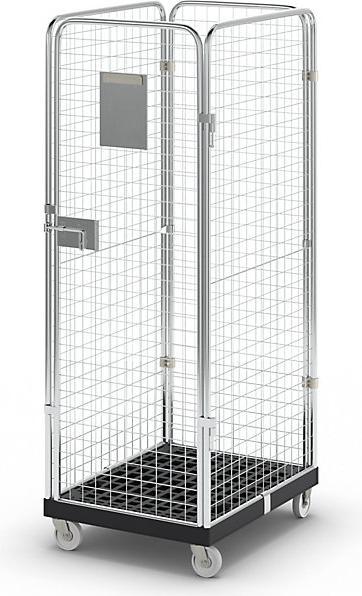 Immagine prodotto eurokraft basic Rollcontainer con pareti in griglia, 4 lati utili, nero / zincato. (500 kg)