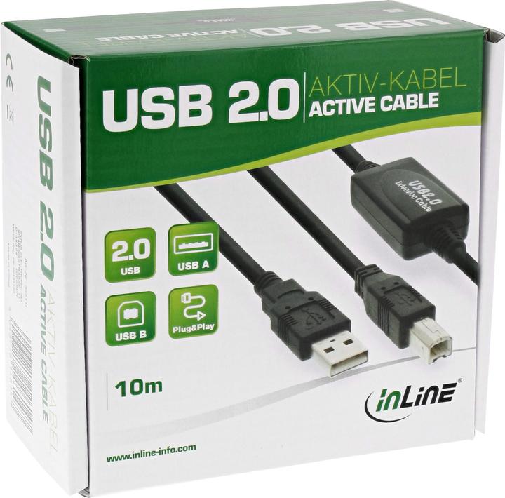 Image du produit InLine USB A — USB B (10 m, USB 2.0)