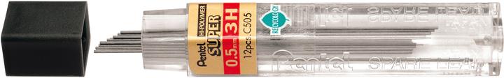 Pentel Mines de crayon Hi-Polymer Super (Recharger, Gris, 0.50 mm)