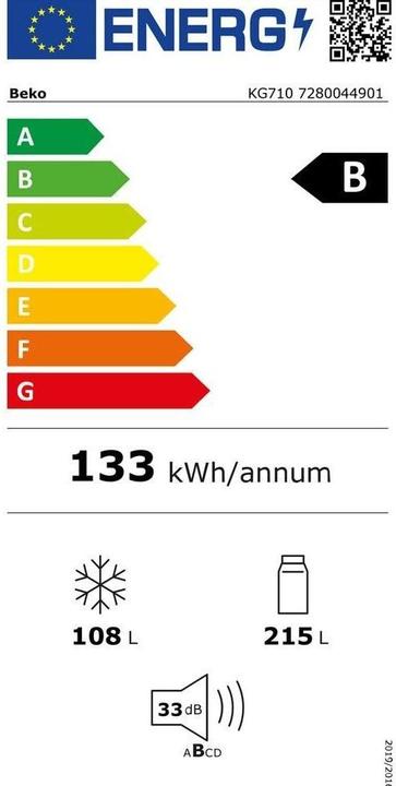 Energy Label Beko Refrigerated combi KG710 (323 l)