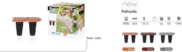 Produktbild Prosperplast Gartenpalisade flacher Terrakottastein 12 cm x 3,8 m (IPAK2-R624) (380 cm)