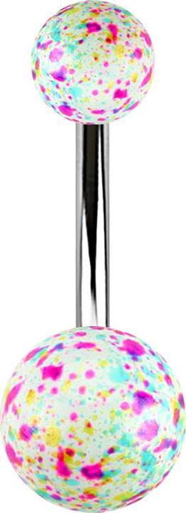 Produktbild Star Piercing Banane silber mit zwei splatter Kugel weiss (Chirurgenstahl 316L, ohne Messing)