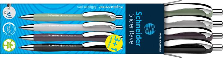 Produktbild Schneider 3 + 1 GRATIS: Kugelschreiber Slider Rave XB farbsortiert, Schreibfarbe: blau, 3 St. + GRAT (1 x)