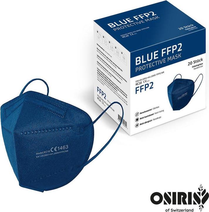 Actual product image Kangcheng FFP2 Masks Flu/Covid Breathing Protection EU certified BLUE (20 x)