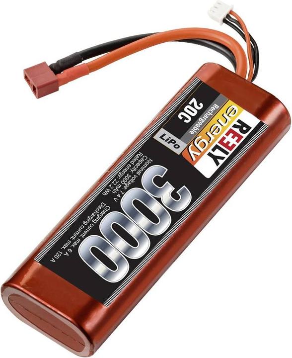 Image du produit Reely Modèle de fabrication Bloc batterie (LiPo) 7,4 V 3000 mAh Nombre d'éléments : 2 20 C Stick Hardcas (7.40 V, 3000 mAh)