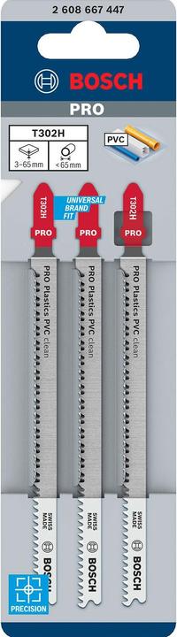 Image du produit Bosch Professional Zubehör Lame de scie sauteuse PRO Plastics PVC clean T302H, 132 mm, 3 pièces