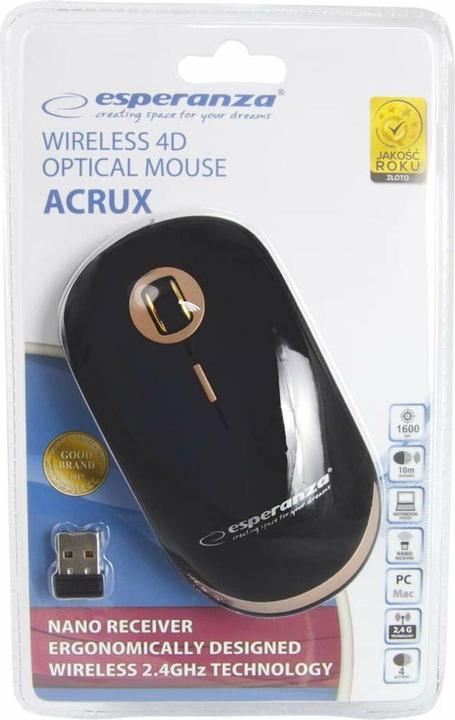 Actual product image Esperanza EM127 Mouse RF Wireless Optical 1600 DPI Black (Wireless)