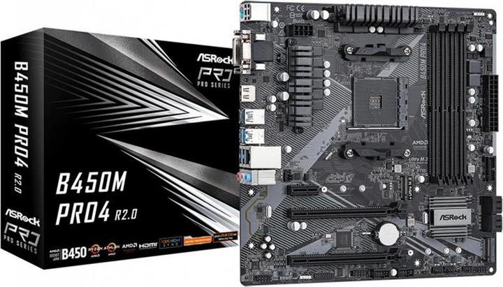 AsRock B450M Pro4 R2.0 (AM4, AMD B450, mATX)
