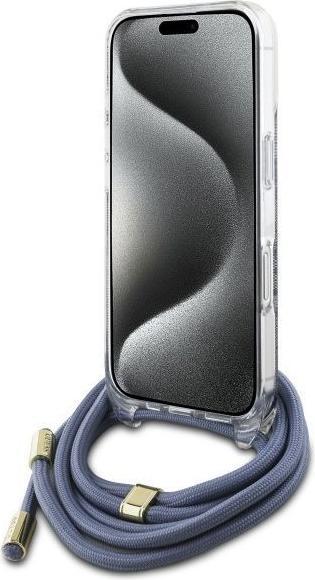 Immagine prodotto Guess GUHCP16SHC4SEB iPhone 16 6.1" niebieski/blu custodia rigida Crossbody Cord 4G Print