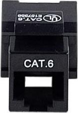 Actual product image Exertis Connect RJ45 socket, Cat. 6, UTP, Keystone, black For installation in module racks, data sockets or (Keystone module)