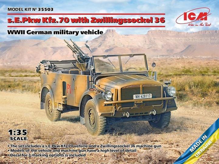 Image du produit ICM s.E.Pkw Kfz.70 with Zwillingssockel 36, WWII Véhicule militaire allemand