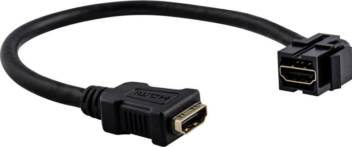 Produktbild Merten HDMI-Keystone MEG4583-0002 mit Kabelpeitsche schwarz (0.03 m, HDMI)
