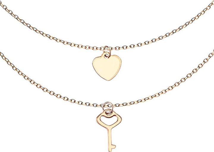 Produktbild Star Piercing Kette rosegold Anhänger Herz und Schlüssel (ohne Messing, Chirurgenstahl 316L)