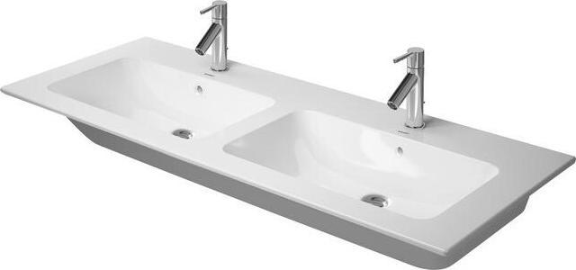 Produktbild Duravit Doppelwaschtisch ME by Starck m ÜL m HLB 1300x490mm 1 HL we sdm WG (490 mm, 1300 mm)