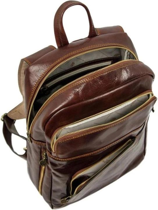 Image du produit Only-Bags.Store Grand sac à dos en cuir pleine fleur marron